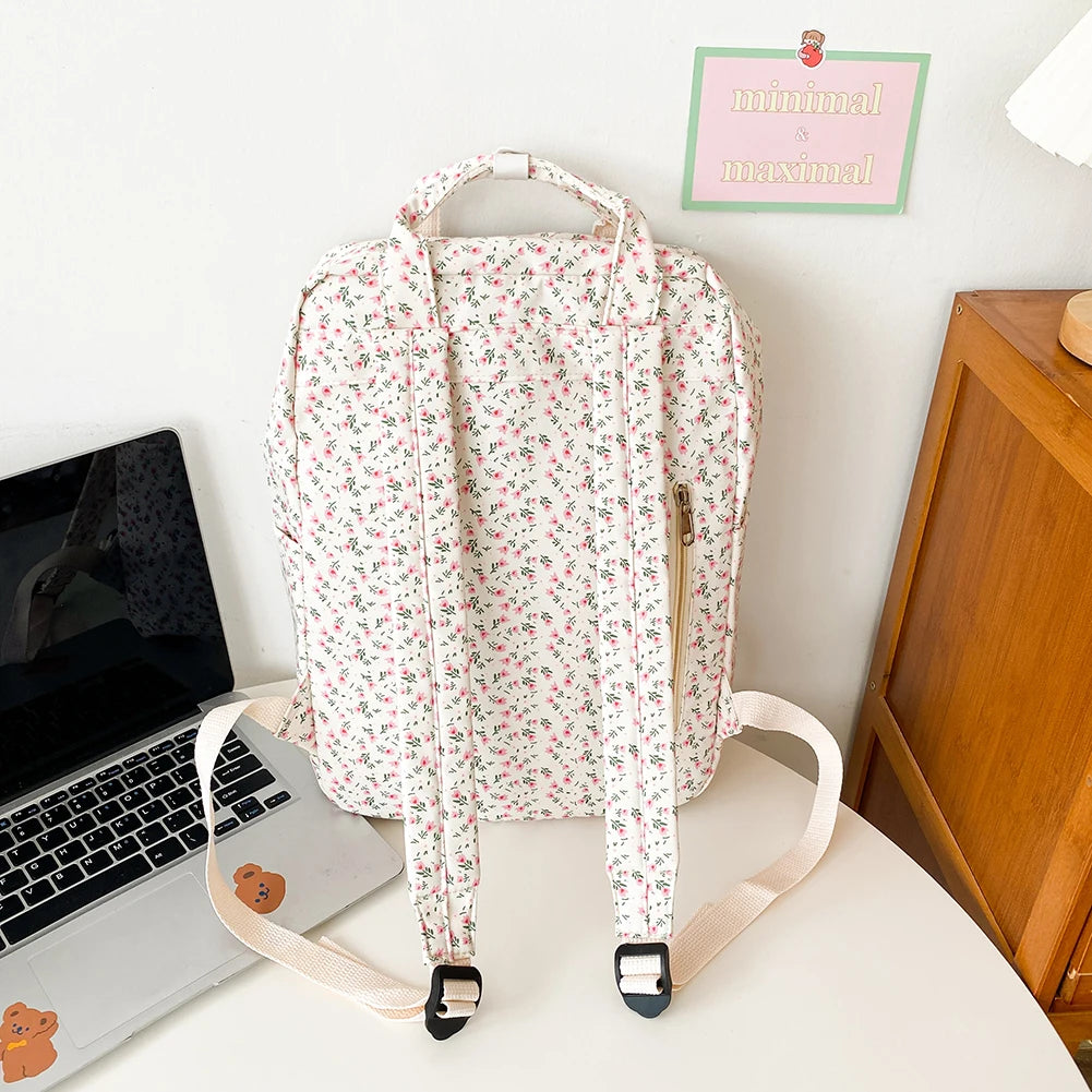 Floral Backpack Large Capacity Flower Student Girls School Bag