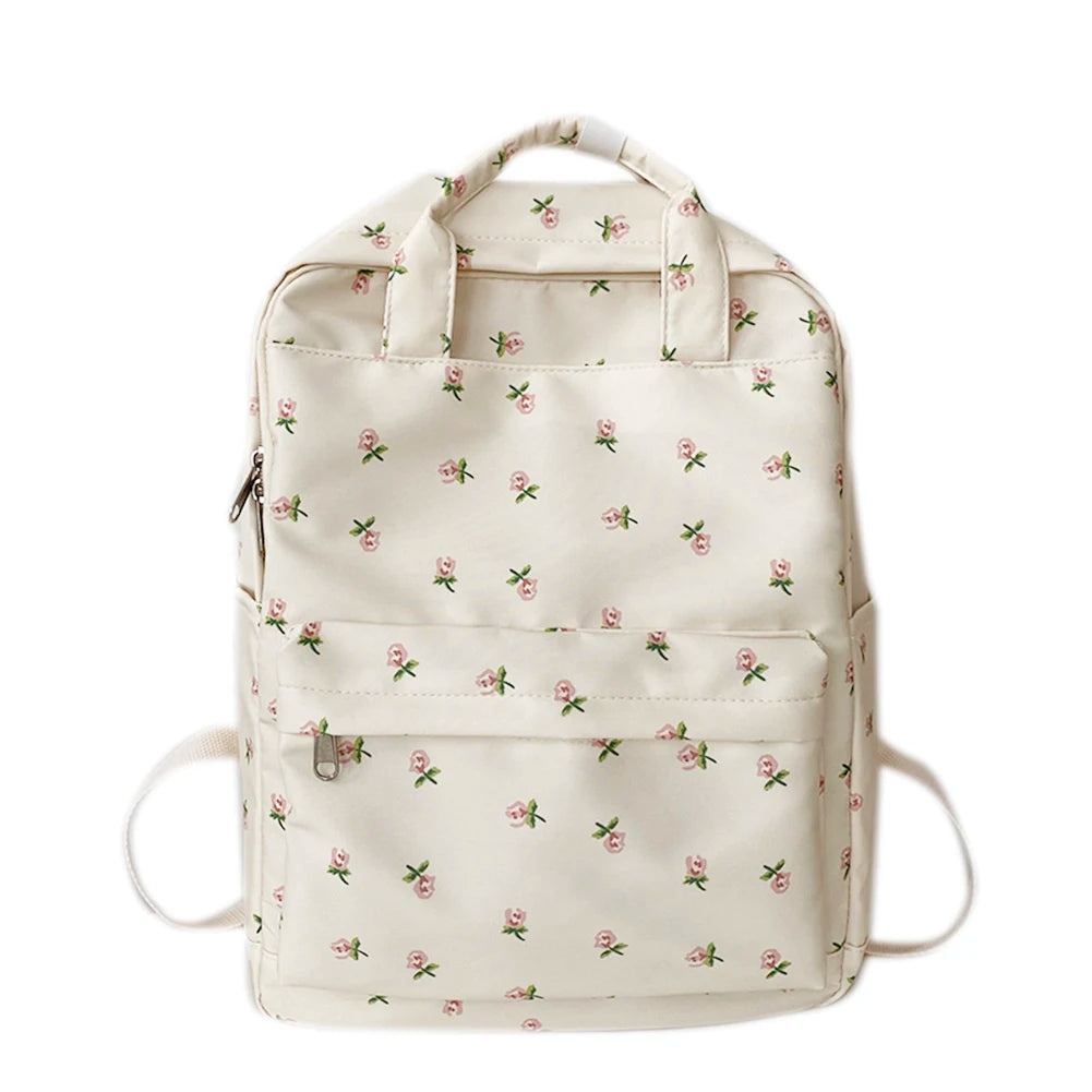 Floral Backpack Large Capacity Flower Student Girls School Bag