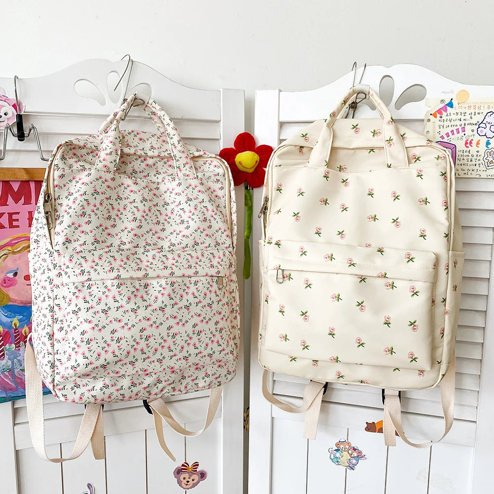 Floral Backpack Large Capacity Flower Student Girls School Bag