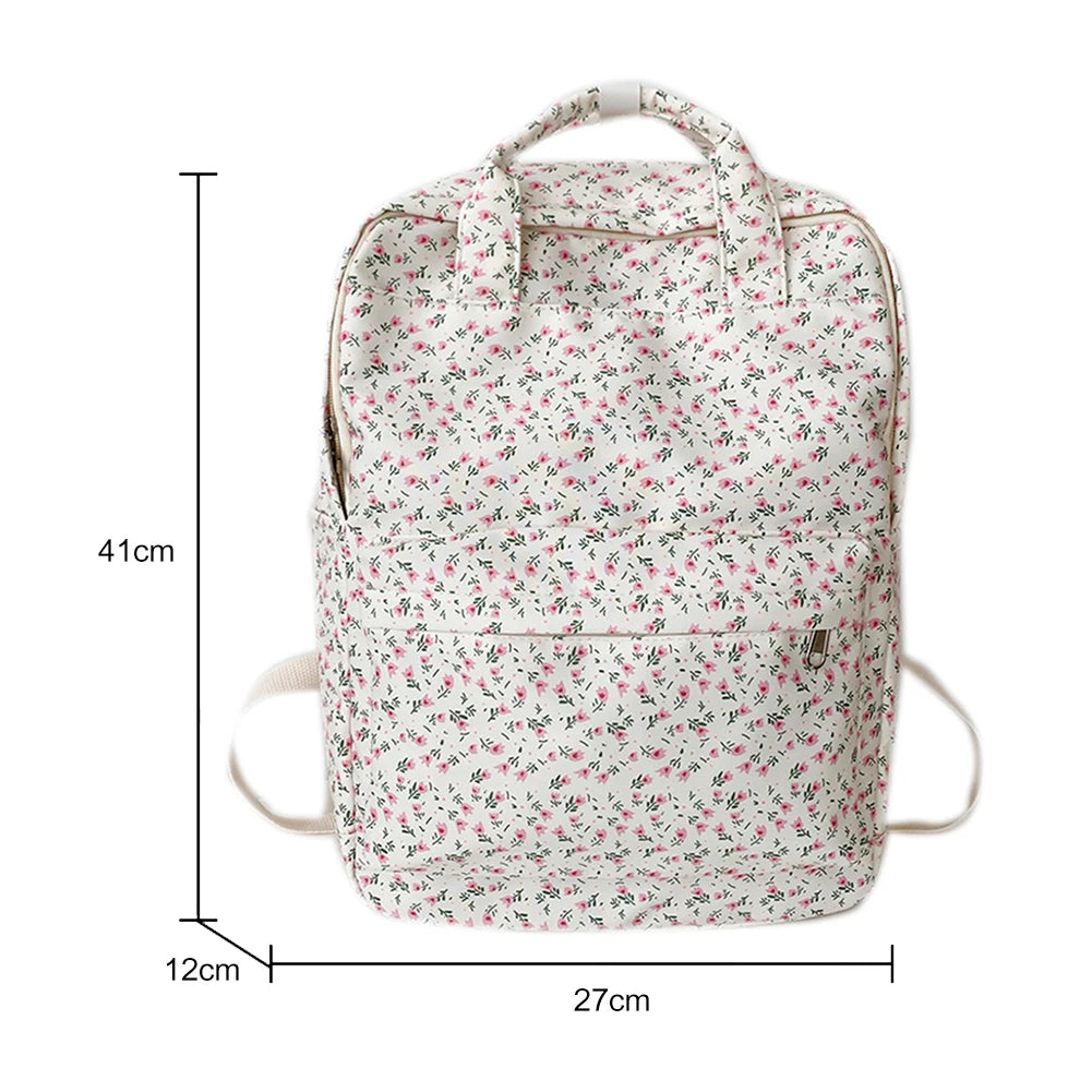 Floral Backpack Large Capacity Flower Student Girls School Bag