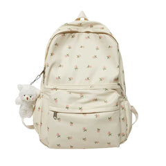 Floral Backpack Nylon Preppy Style Large Capacity Teen Girl Bags
