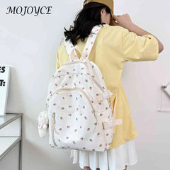 Floral Backpack Nylon Female Preppy Style Large Capacity Teenage Girl Bags