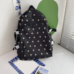 Floral Backpack Nylon Female Preppy Style Large Capacity Teenage Girl Bags