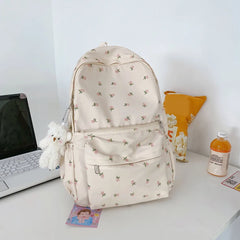 Floral Backpack Nylon Large Capacity Girl Bags
