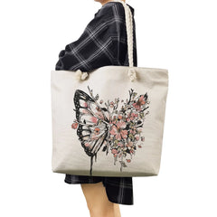 Floral Butterfly Tote Bags - Printing Handbags For Women