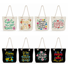 Floral Letter Printed Handbags Women Shopping Tote Bags