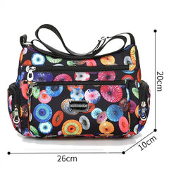 Floral Pattern Women Messenger Bag Nylon Shoulder Bag Multi-pockets