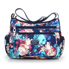 Floral Pattern Women Messenger Bag Nylon Shoulder Bag Multi-pockets