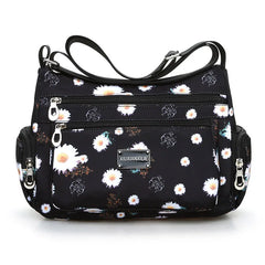 Floral Pattern Women Messenger Bag Nylon Shoulder Bag Multi-pockets