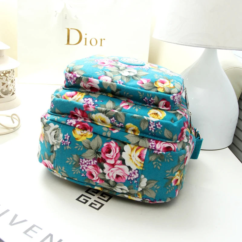 Floral Pattern Women Shoulder Bag Waterproof Nylon Crossbody Bag