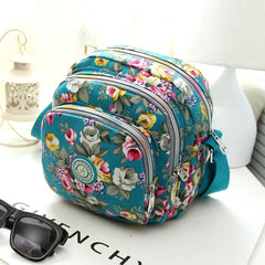Floral Pattern Women Shoulder Bag Waterproof Nylon Crossbody Bag