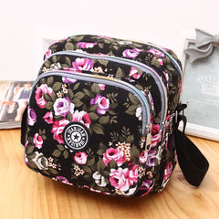 Floral Pattern Women Shoulder Bag Waterproof Nylon Crossbody Bag