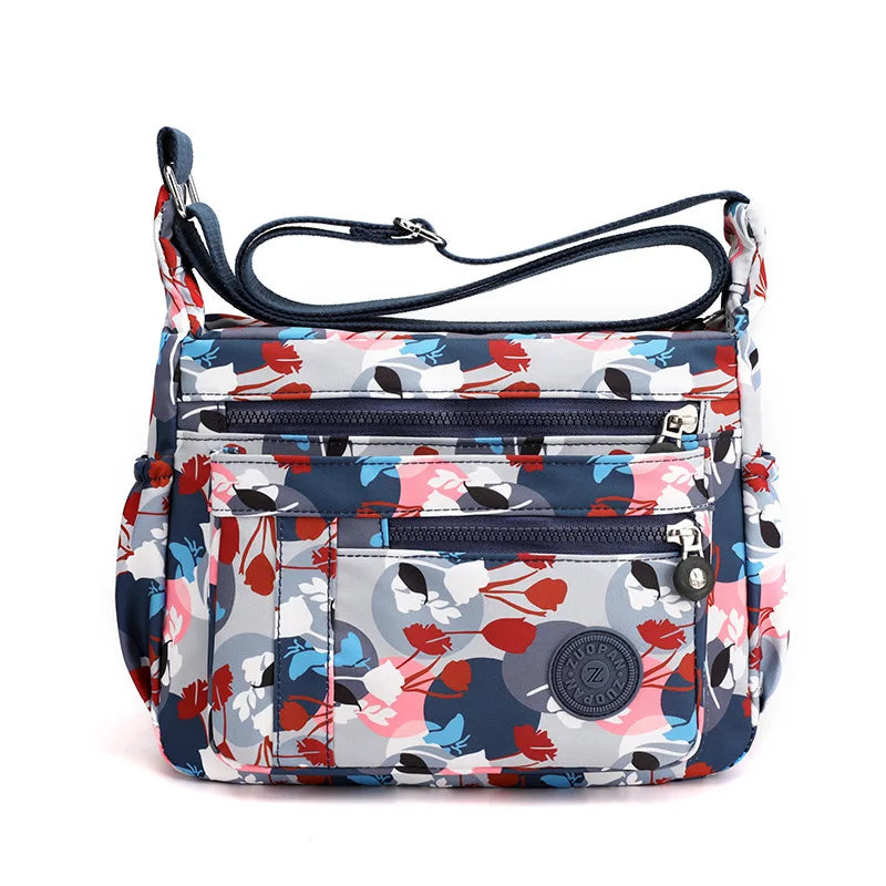 Floral Print Women Shoulder Bag Female High Light Nylon Small Cross Body Bag