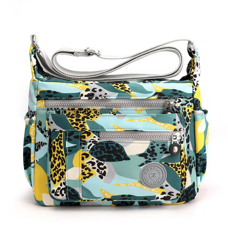Floral Print Women Shoulder Bag Female High Light Nylon Small Cross Body Bag