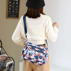 Floral Print Women Shoulder Bag Female High Light Nylon Small Cross Body Bag