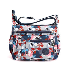 Floral Print Women Shoulder Bag Female High Light Nylon Small Cross Body Bag