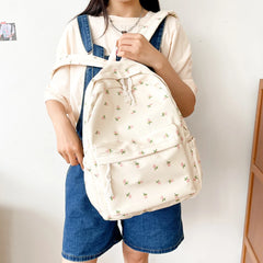Floral Printed Backpack Travel Flower Large Capacity Nylon Knapsack