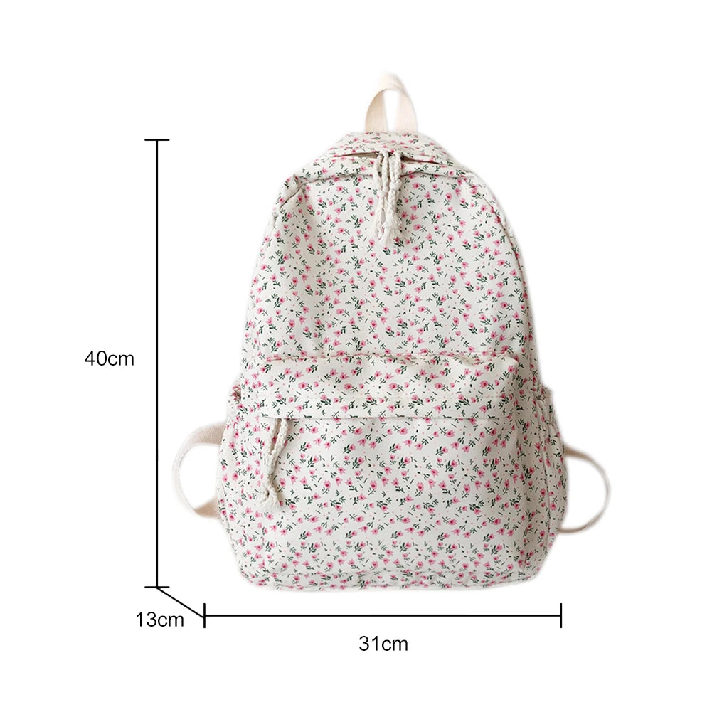 Floral Printed Backpack for Women Travel Flower Large Capacity Student Girls