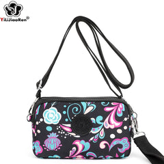 Flower Pattern Crossbody Bags Waterproof Nylon Shoulder Bag