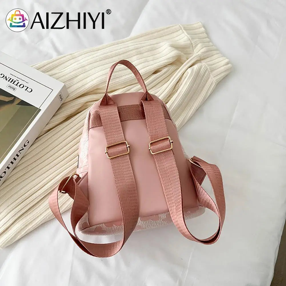 Flower Print Small Backpack Canvas School Bag