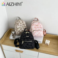 Flower Print Small Backpack Canvas School Bag