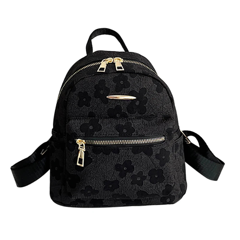 Flower Print Small Backpack for Girls Canvas School Bag