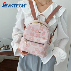 Flower Print Small Backpack for Girls Canvas School Bag