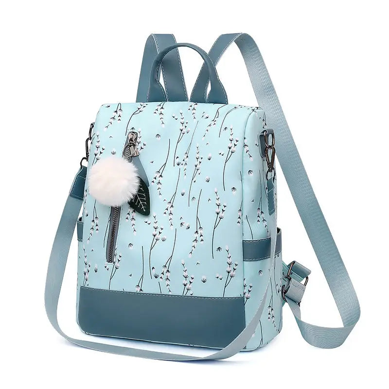 Flower Print Women Backpack Anti-theft Casual School Bag High Capacity