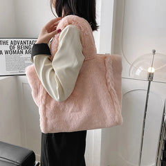 Faux Fur Shoulder Bag for Women Winter Chain Crossbody Tote Purse