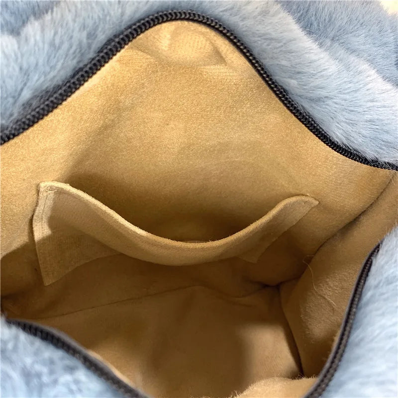 Soft Plush Tote Bag Women Handbags Faux Fur Big Shopper Purse