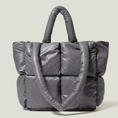 Fluorescent Green Quilted Shoulder Bag Laser Nylon Tote