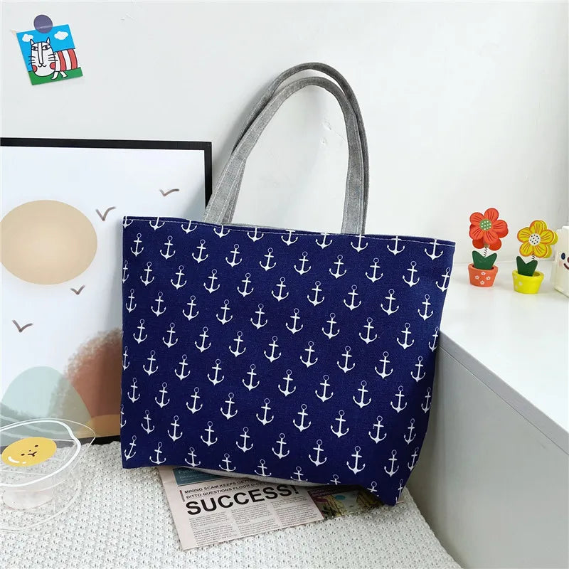 Floral Canvas Tote Bag for Women, Large Size Handbag