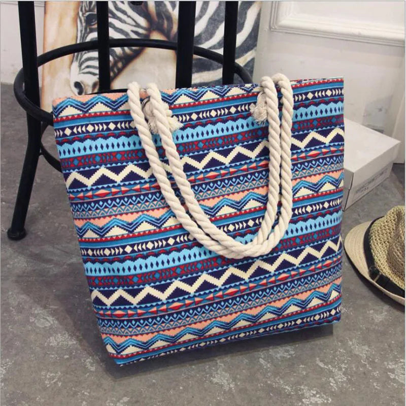 Women's Large Canvas Tote Handbag with Flower Print, Graffiti Shoulder Bag