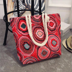 Women's Large Canvas Tote Handbag with Flower Print, Graffiti Shoulder Bag