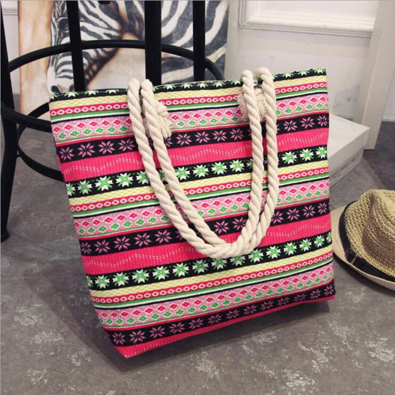 Women's Large Canvas Tote Handbag with Flower Print, Graffiti Shoulder Bag
