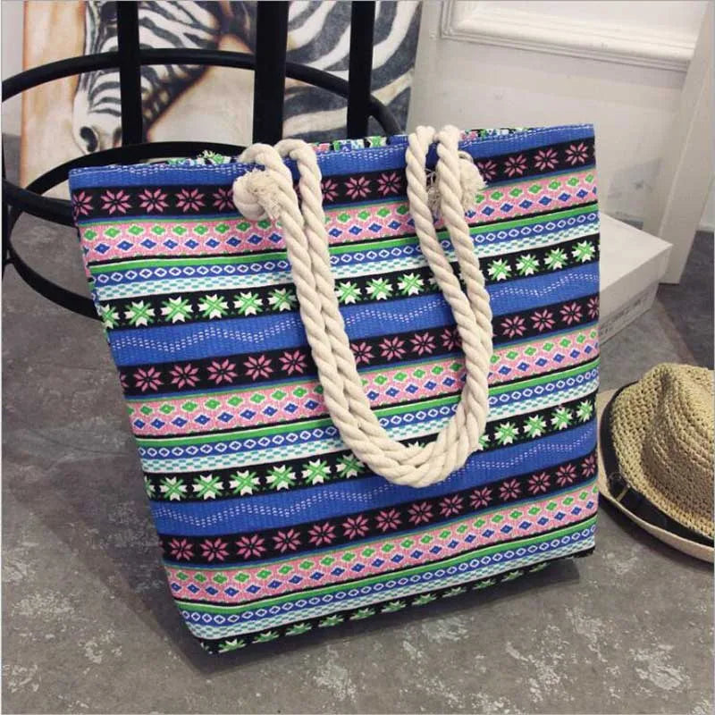 Women's Floral Print Canvas Tote Bag