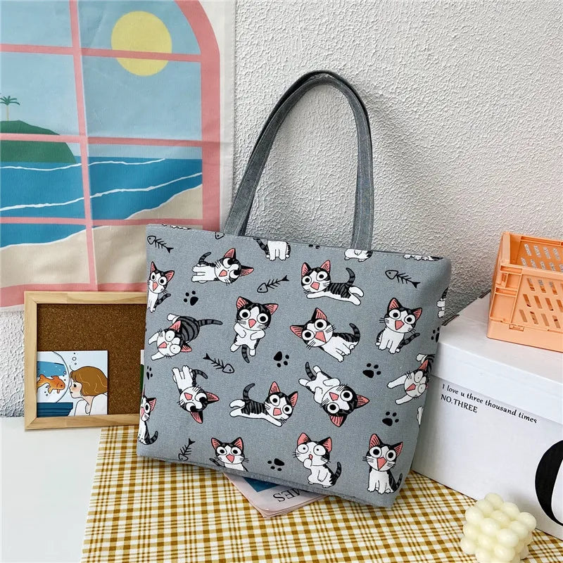 Floral Canvas Tote Bag for Women, Large Size Handbag