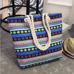 Women's Large Canvas Tote Handbag with Flower Print, Graffiti Shoulder Bag