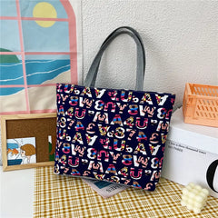 Floral Canvas Tote Bag for Women, Large Size Handbag