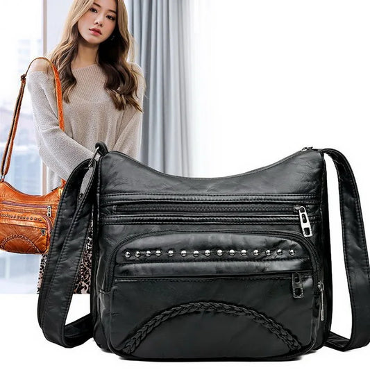 Vintage Crossbody Pu Leather Soft Washed Messenger Flap Bag