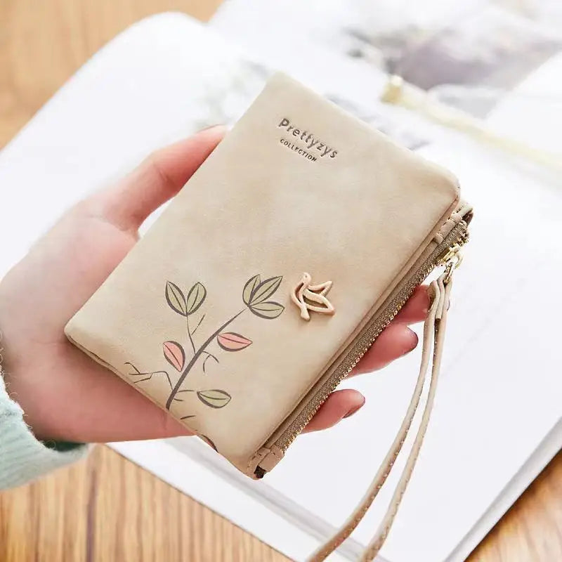 Small Flower Leather Ladies Wallet Soft Female Purse Girl