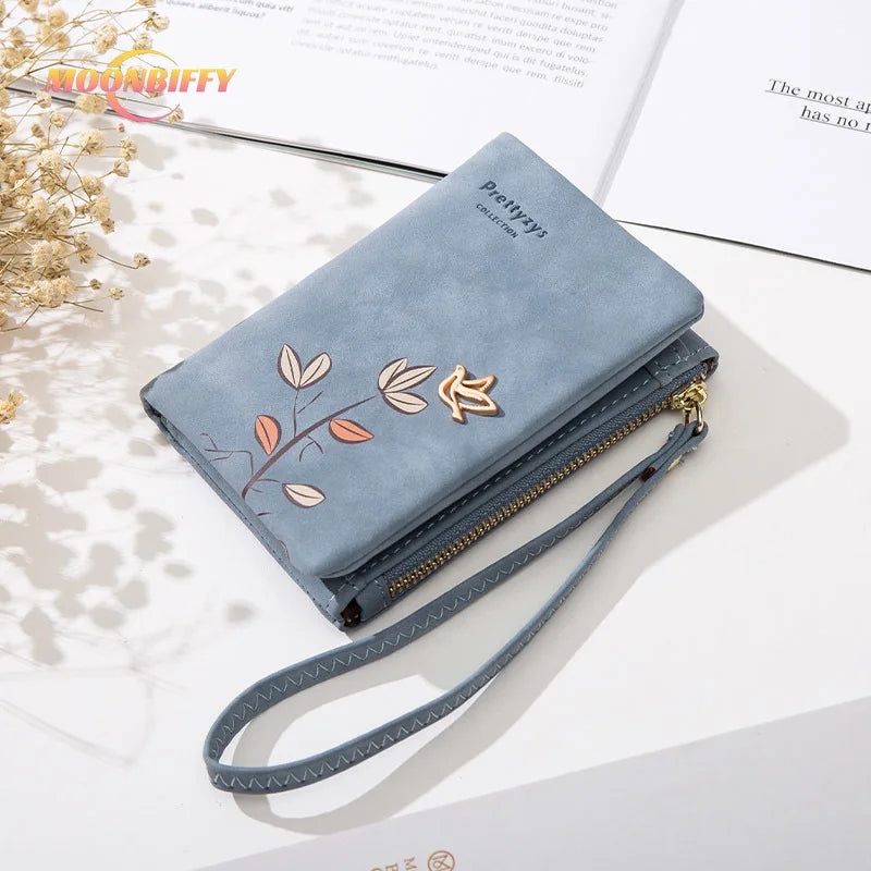 Flower Small Wallet Soft Leather Purses Short Female Wallet