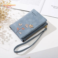 Flower Small Wallet Soft Leather Purses Short Female Wallet