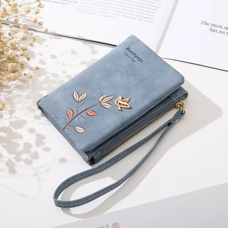 Flower Small Wallet Soft Leather Ladies Purses Short Female