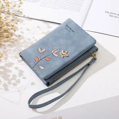 Flower Small Wallet Soft Leather Ladies Purses Short Female