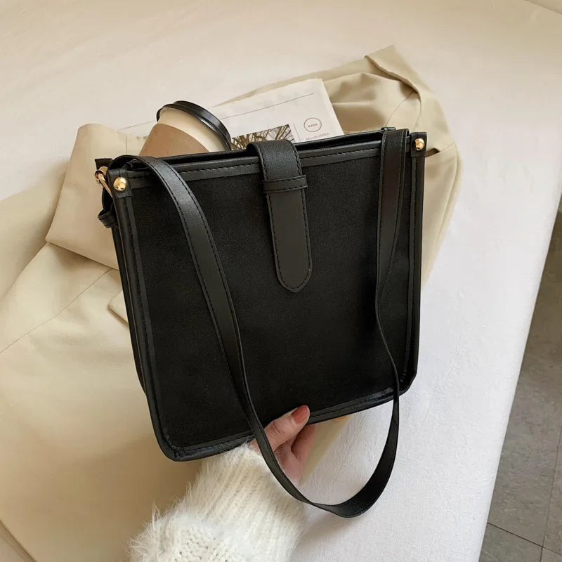 Frosted Pu Women's Shoulder Bag Large Capacity Leather Crossbody Bag