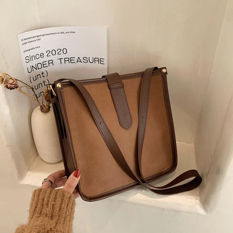 Frosted Pu Women's Shoulder Bag Large Capacity Leather Crossbody Bag