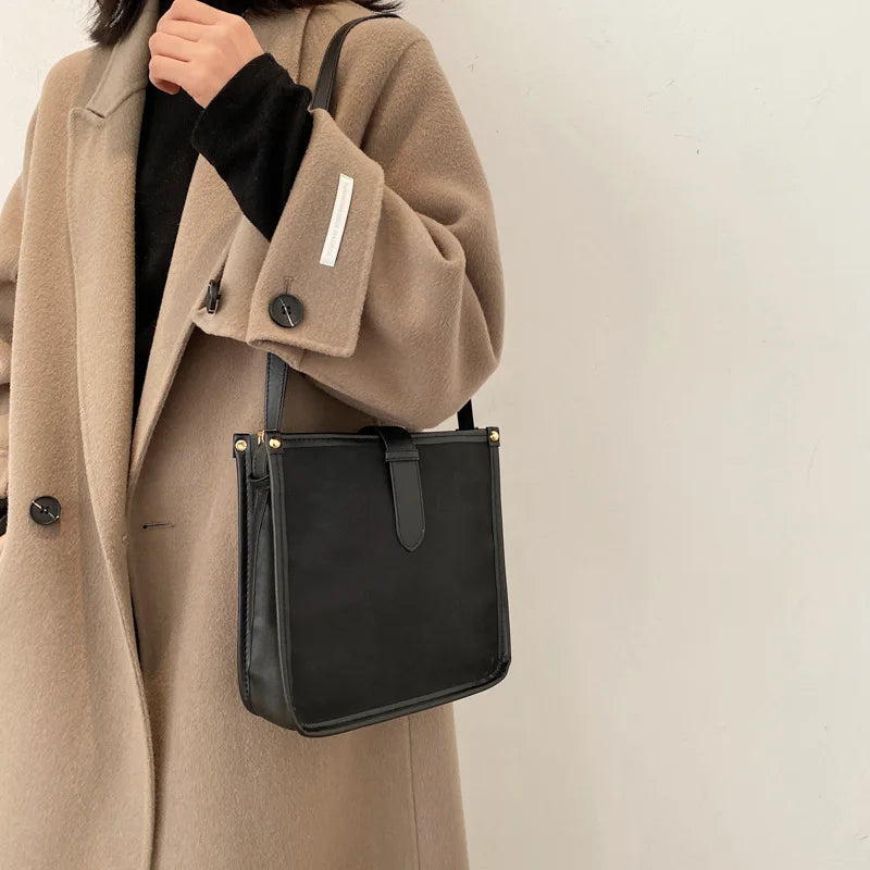 Frosted Pu Women's Shoulder Bag Large Capacity Leather Crossbody Bag