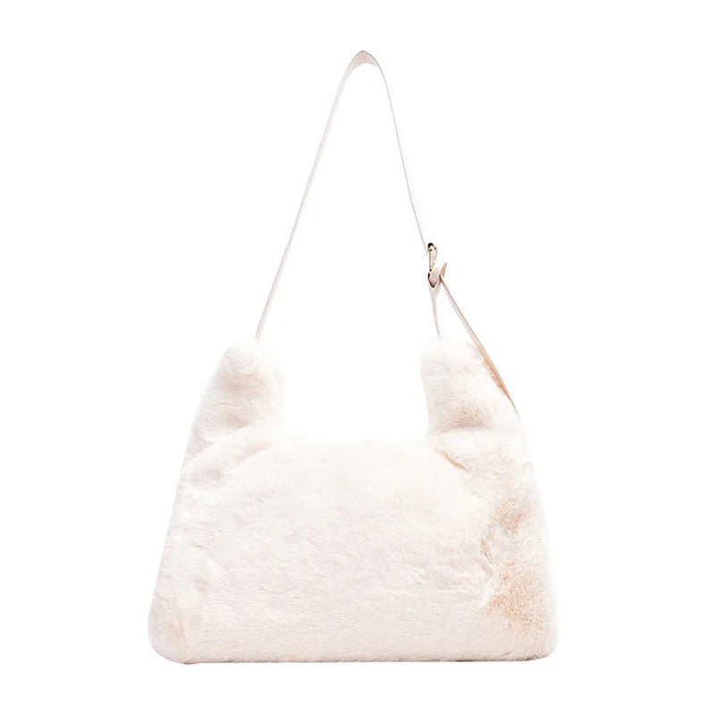 Faux Fur Shoulder Bag for Women Winter Solid Large Capacity Crossbody Bag