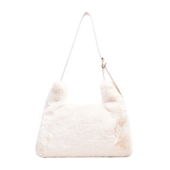 Faux Fur Shoulder Bag for Women Winter Solid Large Capacity Crossbody Bag
